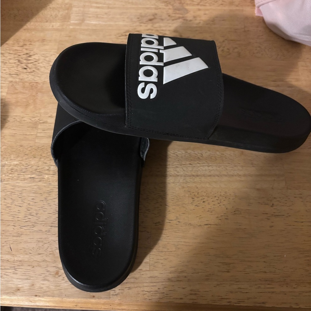 Adidas Black and White Slide Sandals